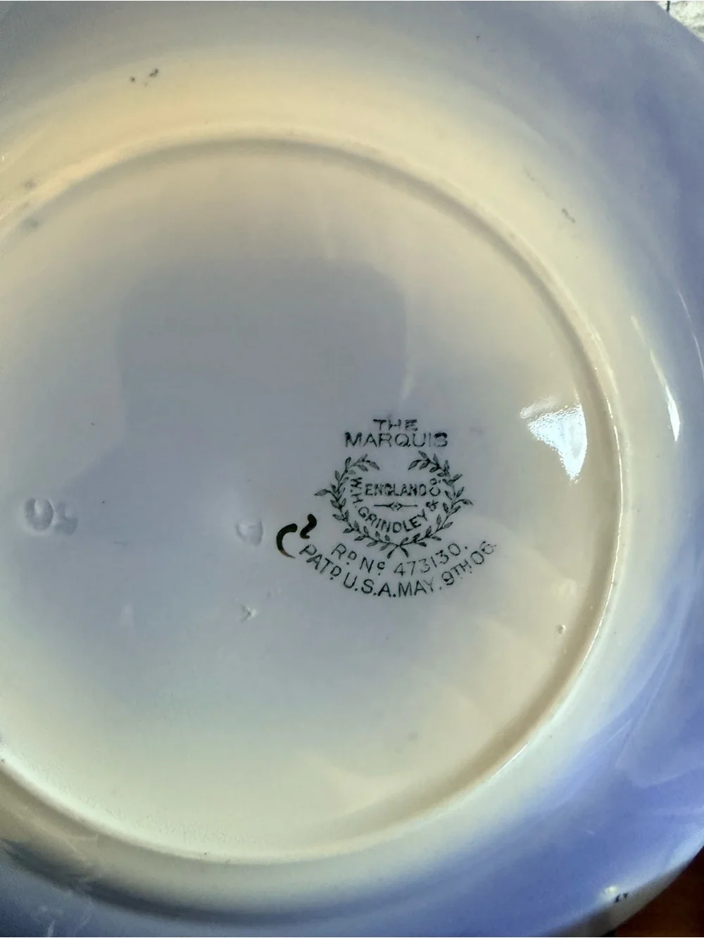 Vintage W H Grindley & Co Marquis Blue And Gold Plate, England set of 3
